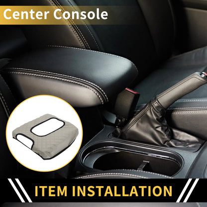 Arm Rest Cover for GMC (Microfiber Leather, Diamond Grid Pattern, Grey)