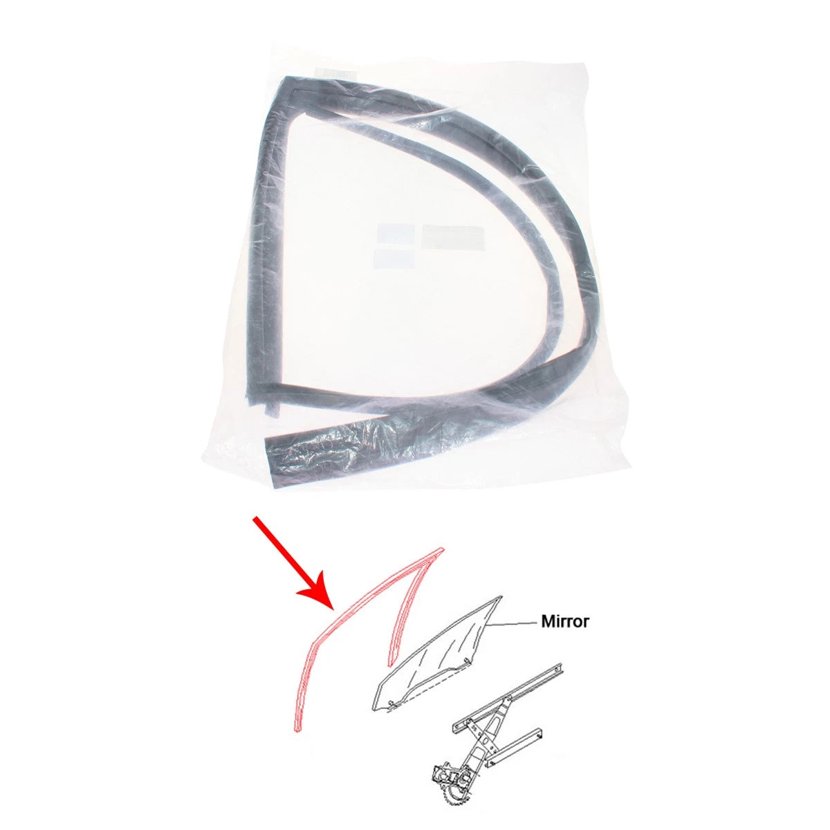Set of 2 Rear Door Glass Run Rubber Seals for Nissan Sentra B13 (1990–1994)