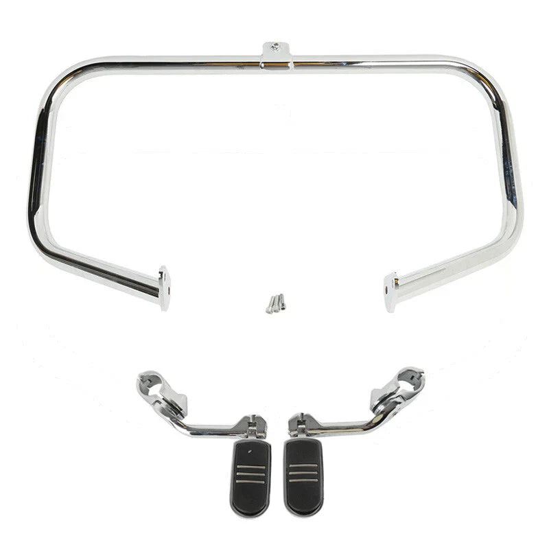 Chrome Engine Guard Highway Bar Foot Pegs for Harley Road King (1997-2008)