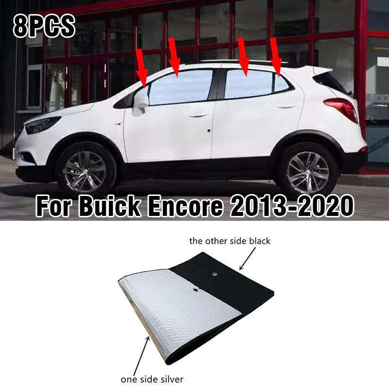8PCS / Window Camp Privacy Sunshade Black Silver for Buick Encore (2013–2020)