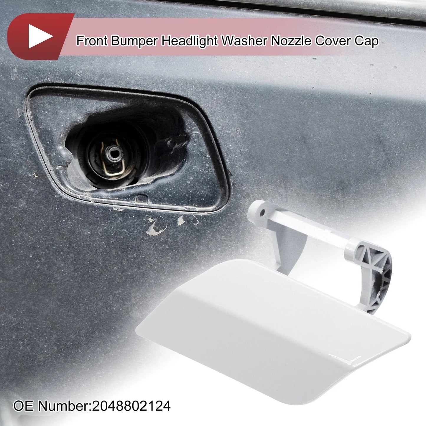 Front Left Washer Nozzle Cover for Mercedes-Benz C350 (2008-2014) White