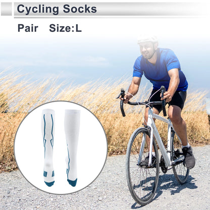 Cycling Socks Shock Absorption Size L High-cut White Blue