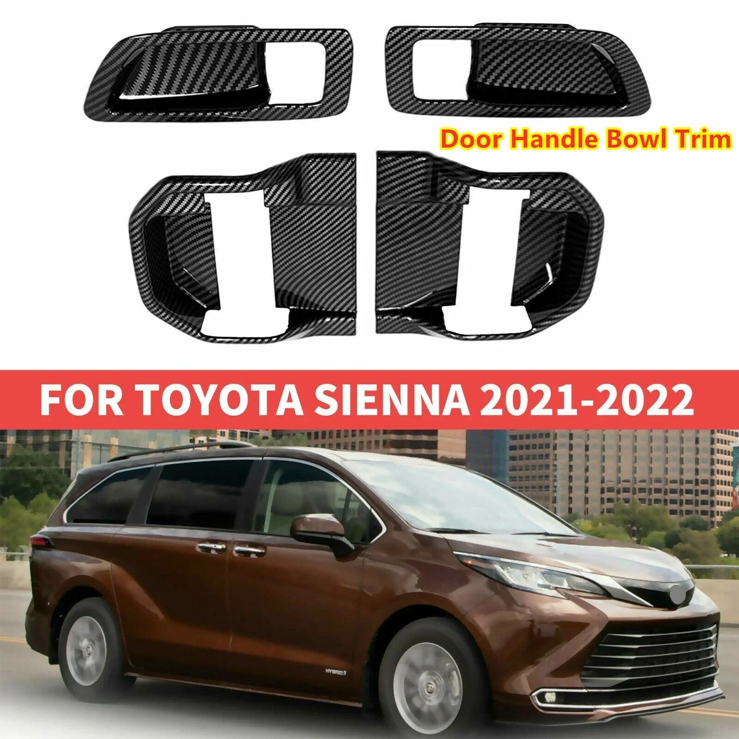 Inner Door Handle Bowl Cover Trim for Toyota Sienna (2021–2022)