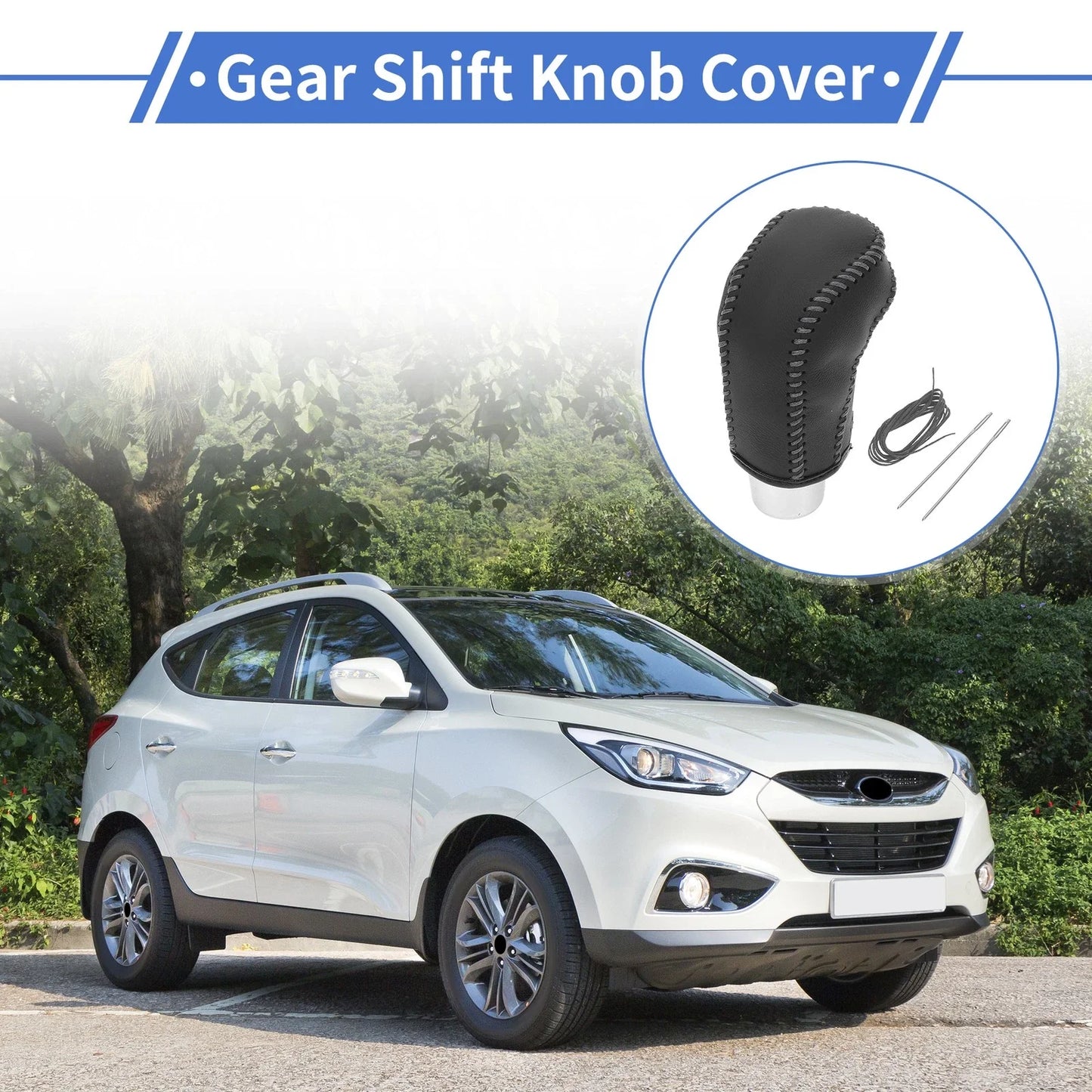 Car Gear Shift Knob Cover for Hyundai Tucson (2015-2018) - 1 Pc Black Grey