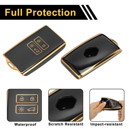 TPU Silicone Car Key Case for VW Golf (2000–2014) - Blue Gold Edge