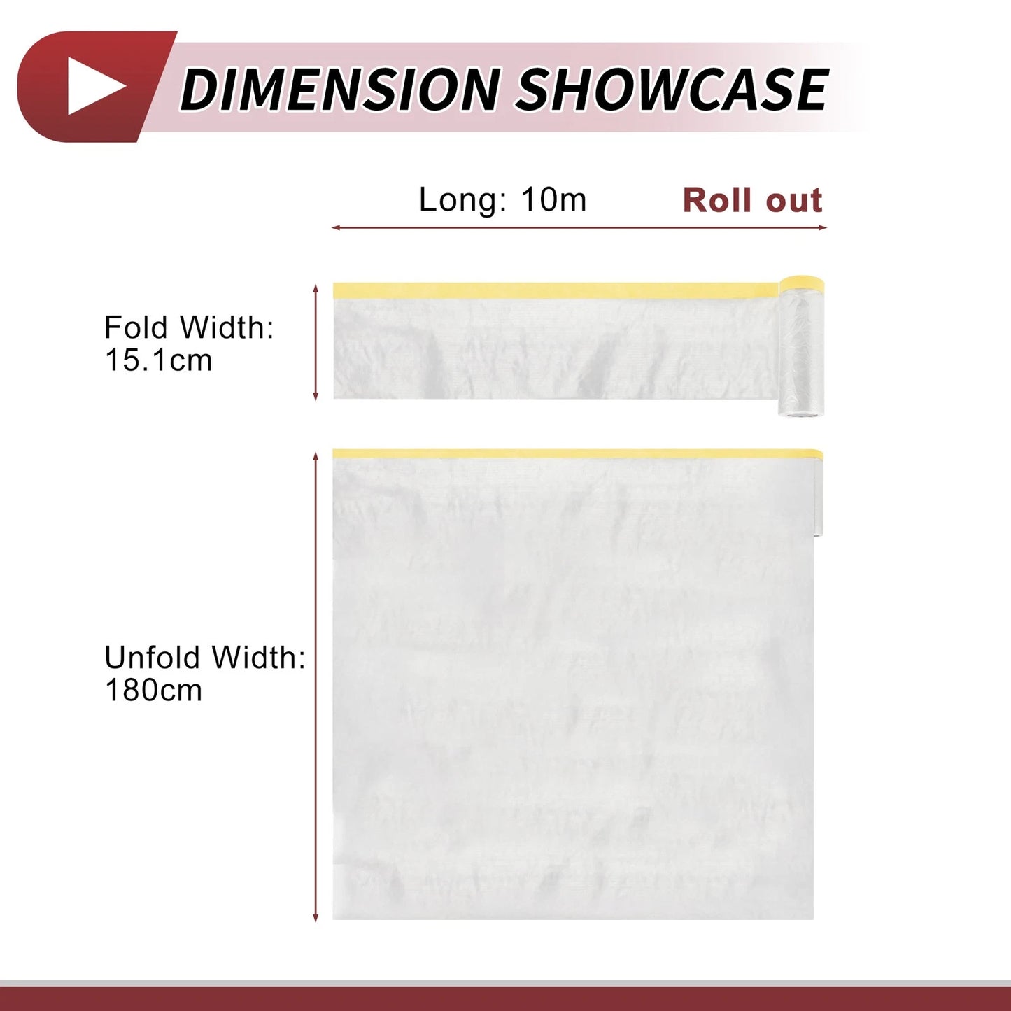 Pre-Taped Masking Film 1000x180cm for Automotive Painting (1 Pc)
