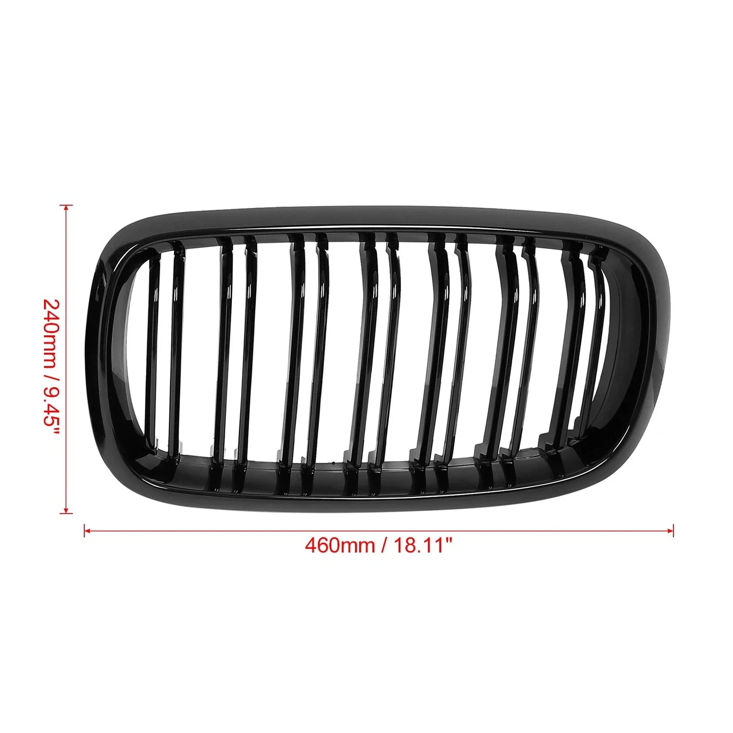 Glossy Black Front Kidney Grill Hood Grille Double Slat for BMW X5 (2014-2018)