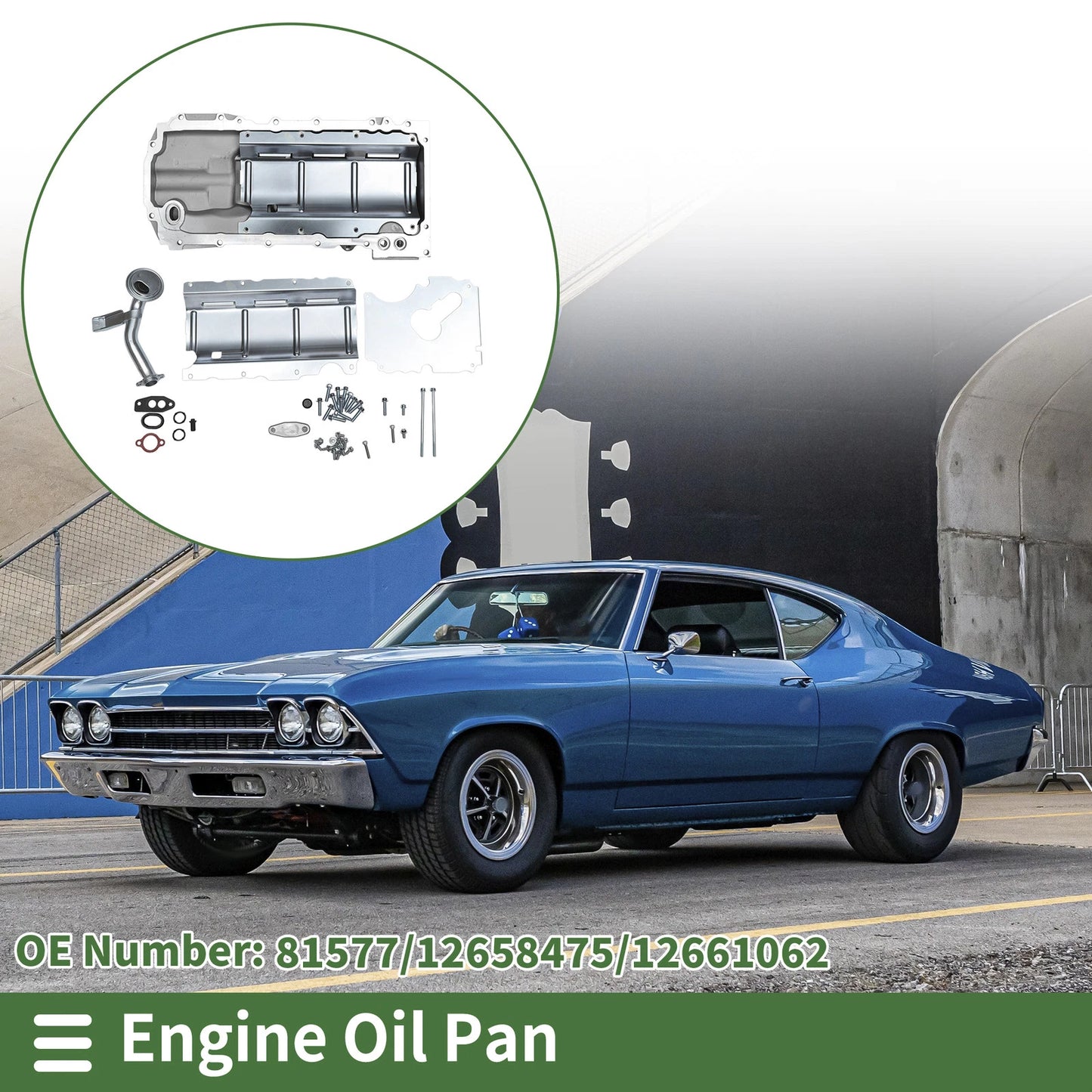1 Pc Engine Oil Pan for Chevrolet Chevelle (1964–1968) No.81577 Aluminum Silver
