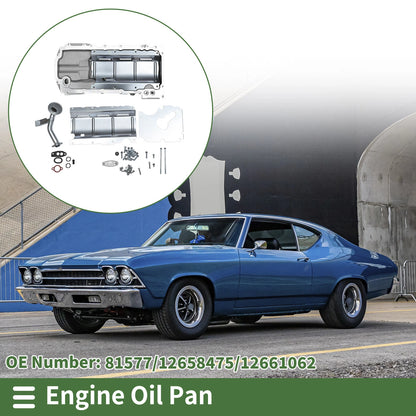 1 Pc Engine Oil Pan for Chevrolet Chevelle (1964–1968) No.81577 Aluminum Silver