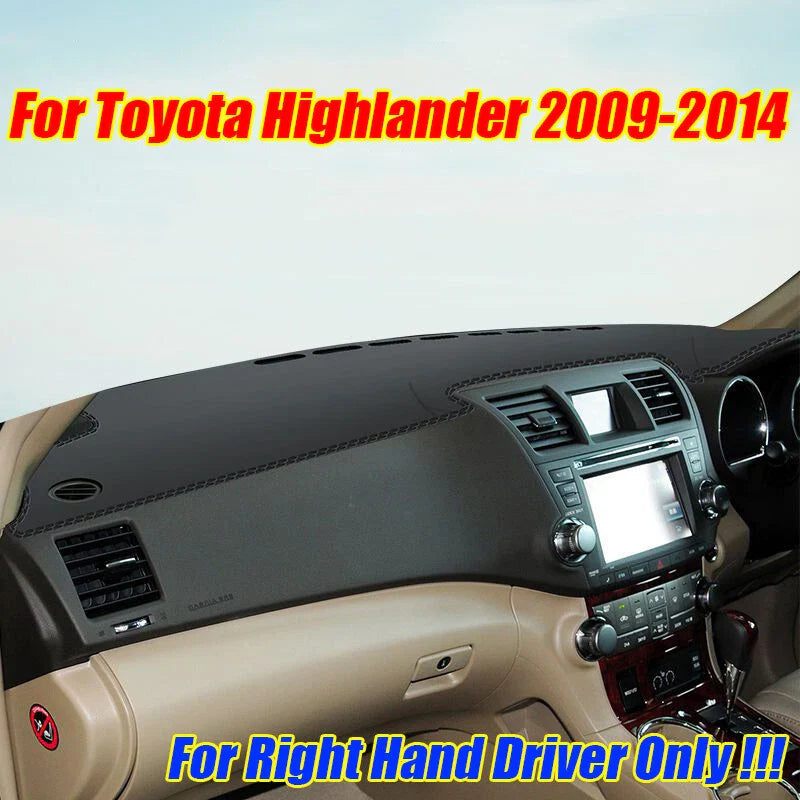 RHD Leather Dashboard Cover Pad Mat for Toyota Highlander (2009–2014)