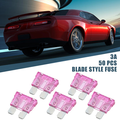 50pcs Mini Blade Style Fuses 3A for Car Boat Truck SUV Motorcycle