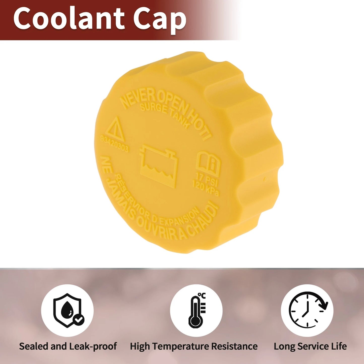 Coolant Cap for Chevrolet Aveo 1.6L (2004–2011) No. 96420303 Yellow Black