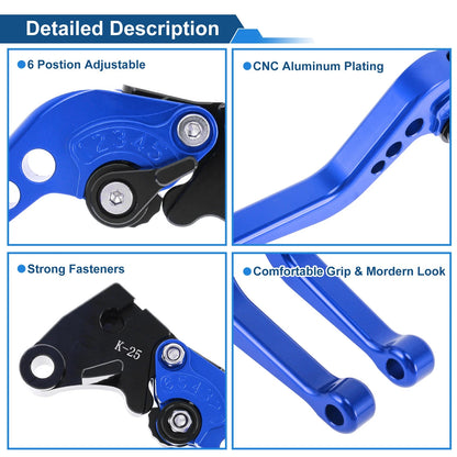 6-Speed Adjustable Brake Clutch Levers for Kawasaki EX250 (2008–2012) Blue