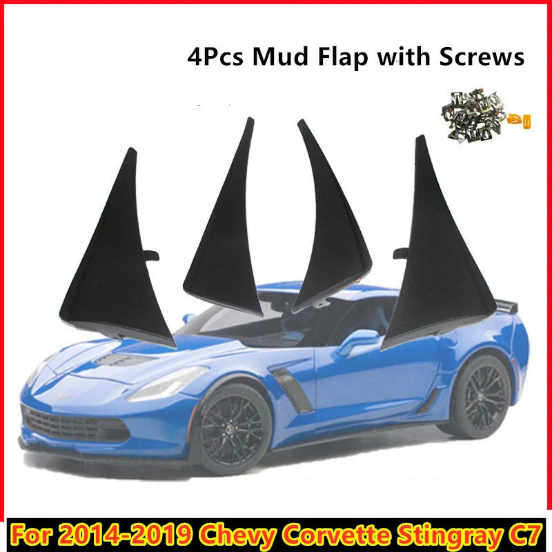 4Pcs Splash Guards Front Rear Mud Flaps for Chevy Corvette (2014–2019)