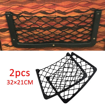 2 x Elastic Net Mesh Storage Bag Pocket Phone/Wallet ChangeHolder for Van Truck