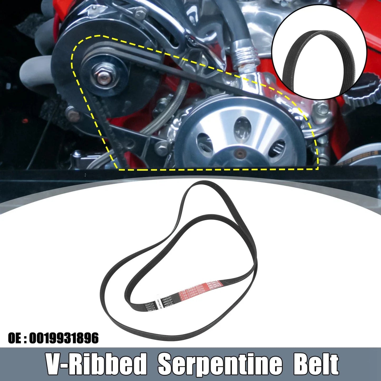 Rubber V-Ribbed Serpentine Belt 6PK2401 for Mercedes-Benz C230 (2006-2007)
