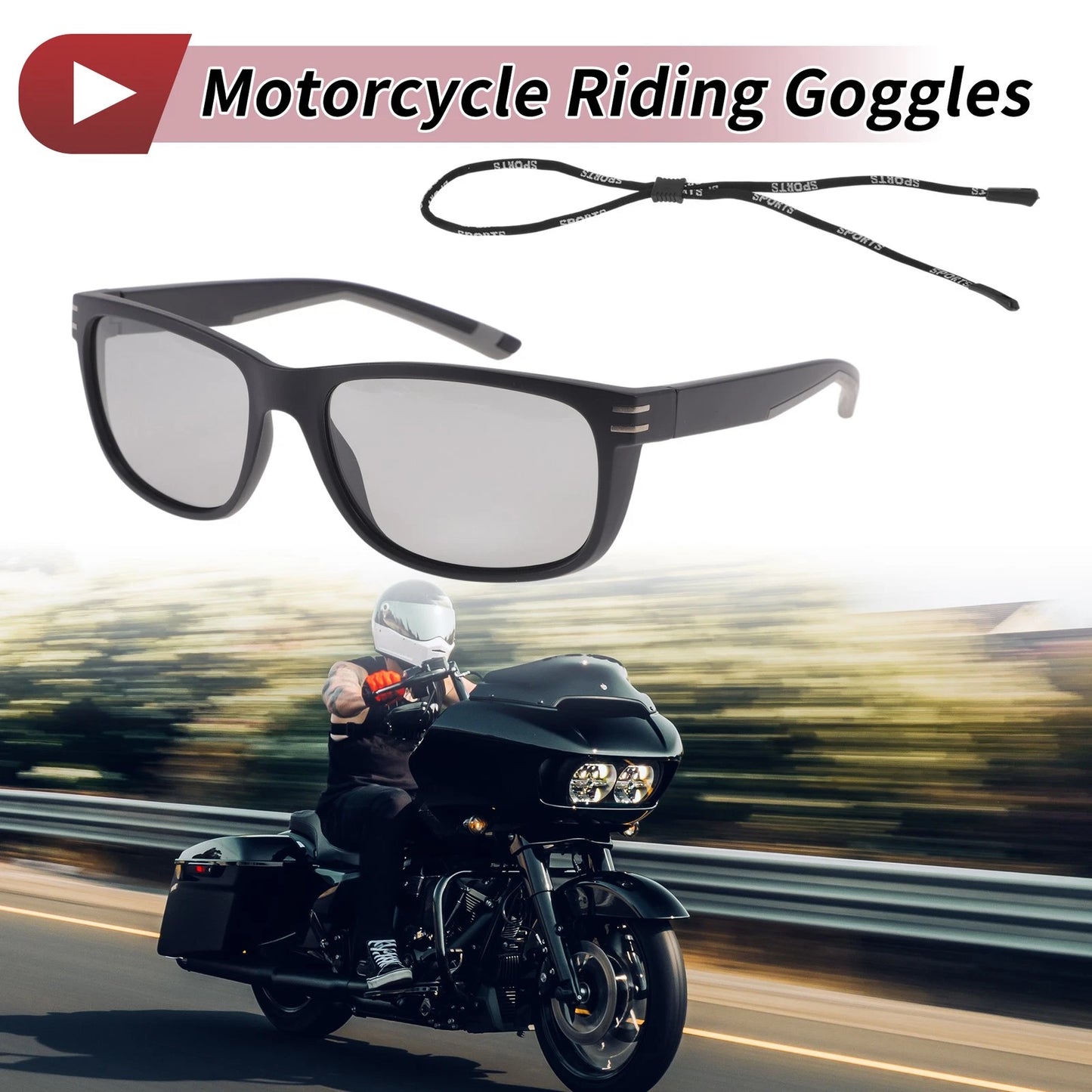 Set of 1 Motorcycle Riding Goggles for Universal Fit (UV400)