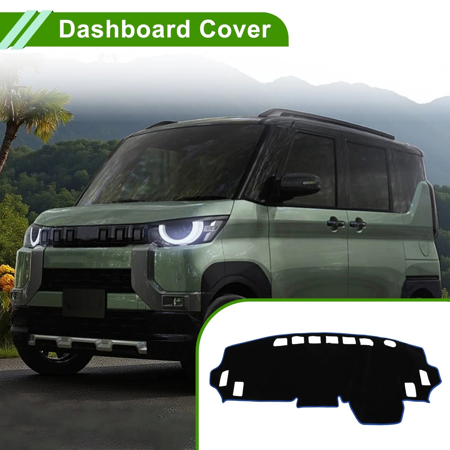 Dashboard Cover for Mitsubishi Delica Mini B34A B35A B37A (Black, Blue)