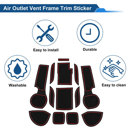 13 Pcs Non-Slip Mat for Suzuki S-Cross III Hybrid SUV (2022–2025) PVC Red