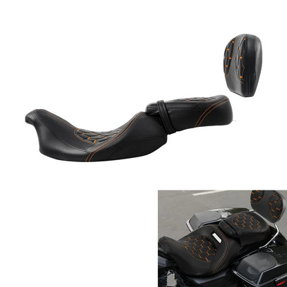 Backrest Seats for Harley CVO Road Glide 2009-2023 Black Orange