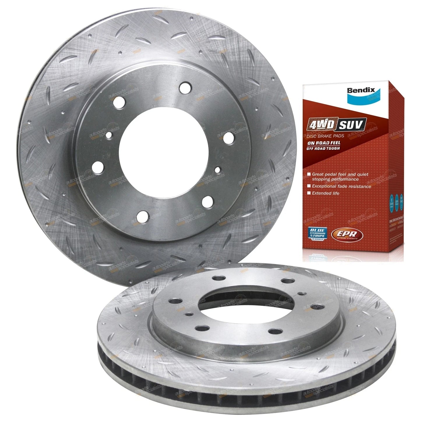 Front Slotted & Dimpled Disc Brake Rotors Set for Triton ML MN MQ (2006–2020)