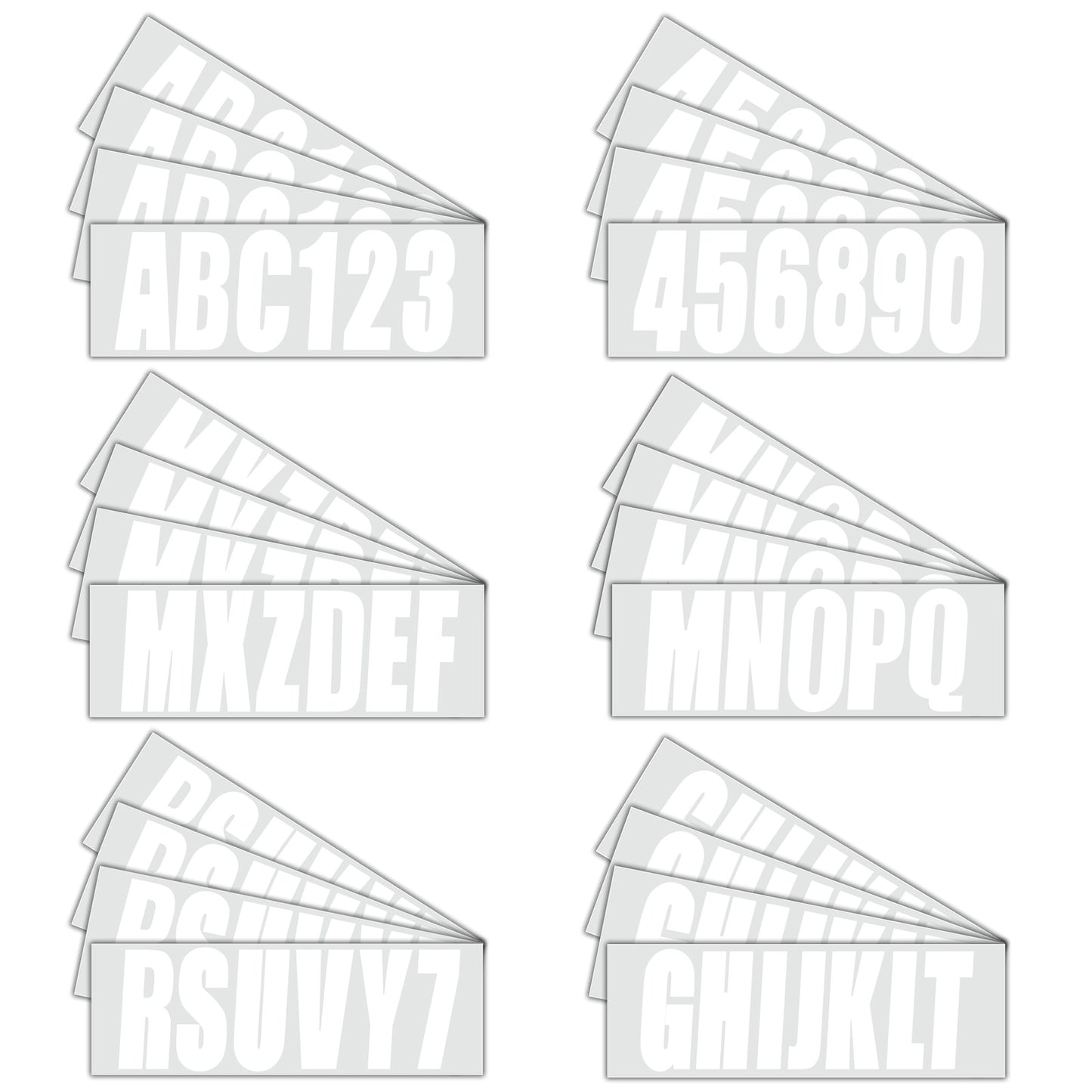 Set of 4 White Decals for Boat Registration Letters & Numbers A-Z 0-9