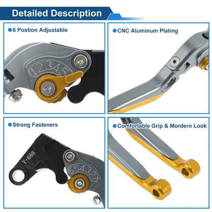 Brake Clutch Levers for Yamaha YZF-R7 (2021–2025) Titanium Gold Tone End 1 Pair