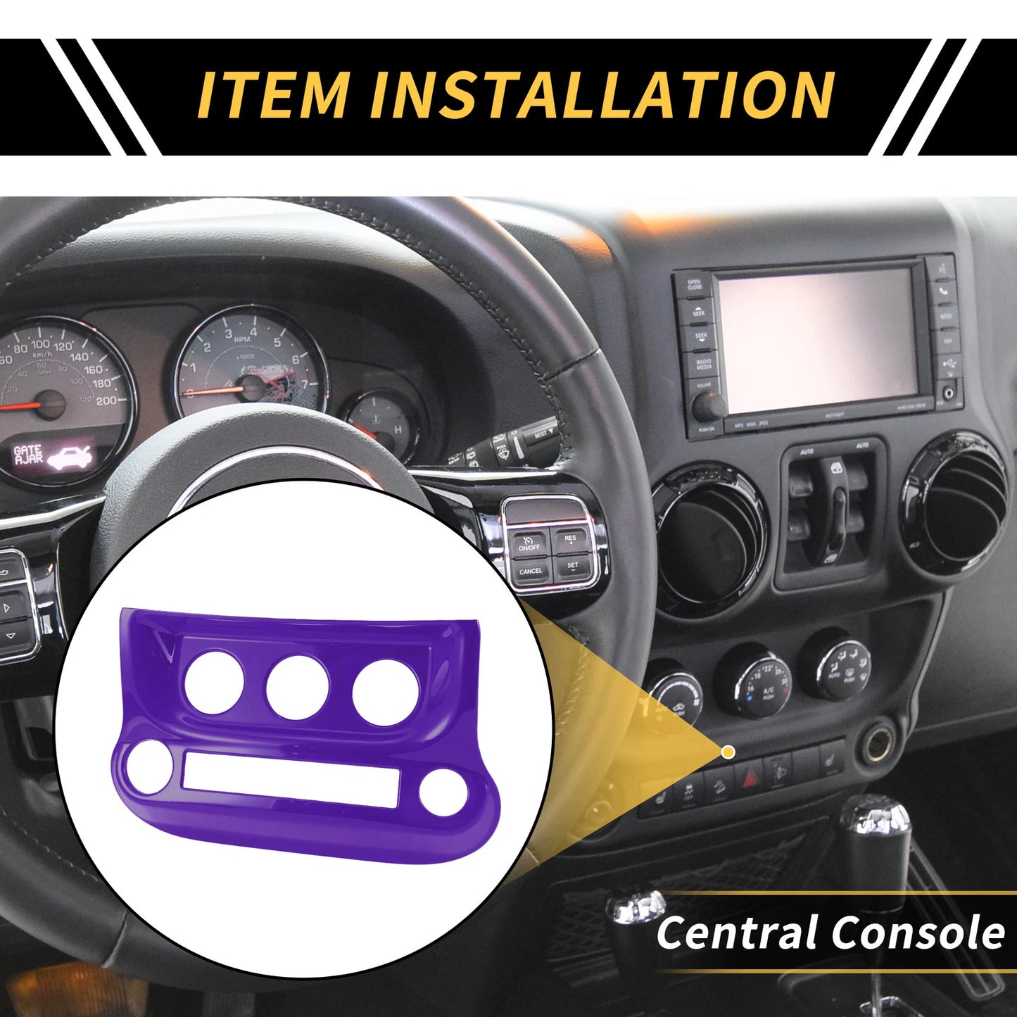 AC Switch Button Control Cover Trim for Jeep Wrangler JK JKU (2007–2018) - Purple