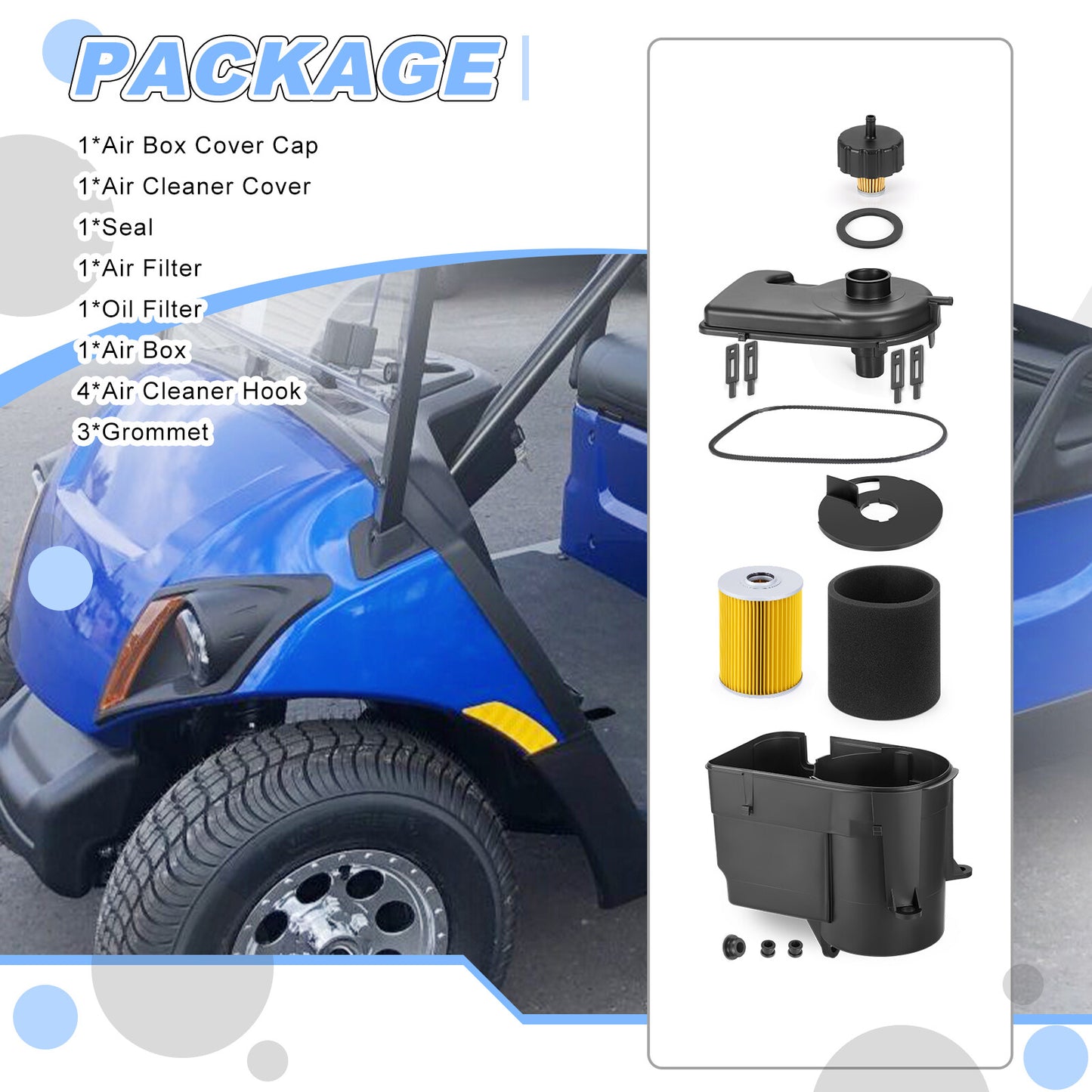 Air Filter Box Cover Cap with Seal Hook for Yamaha Golf Cart (1985–1995)