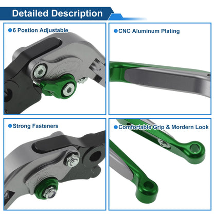 Adjustable Brake Clutch Levers for Yamaha MT125 (2014–2021) Titanium Green