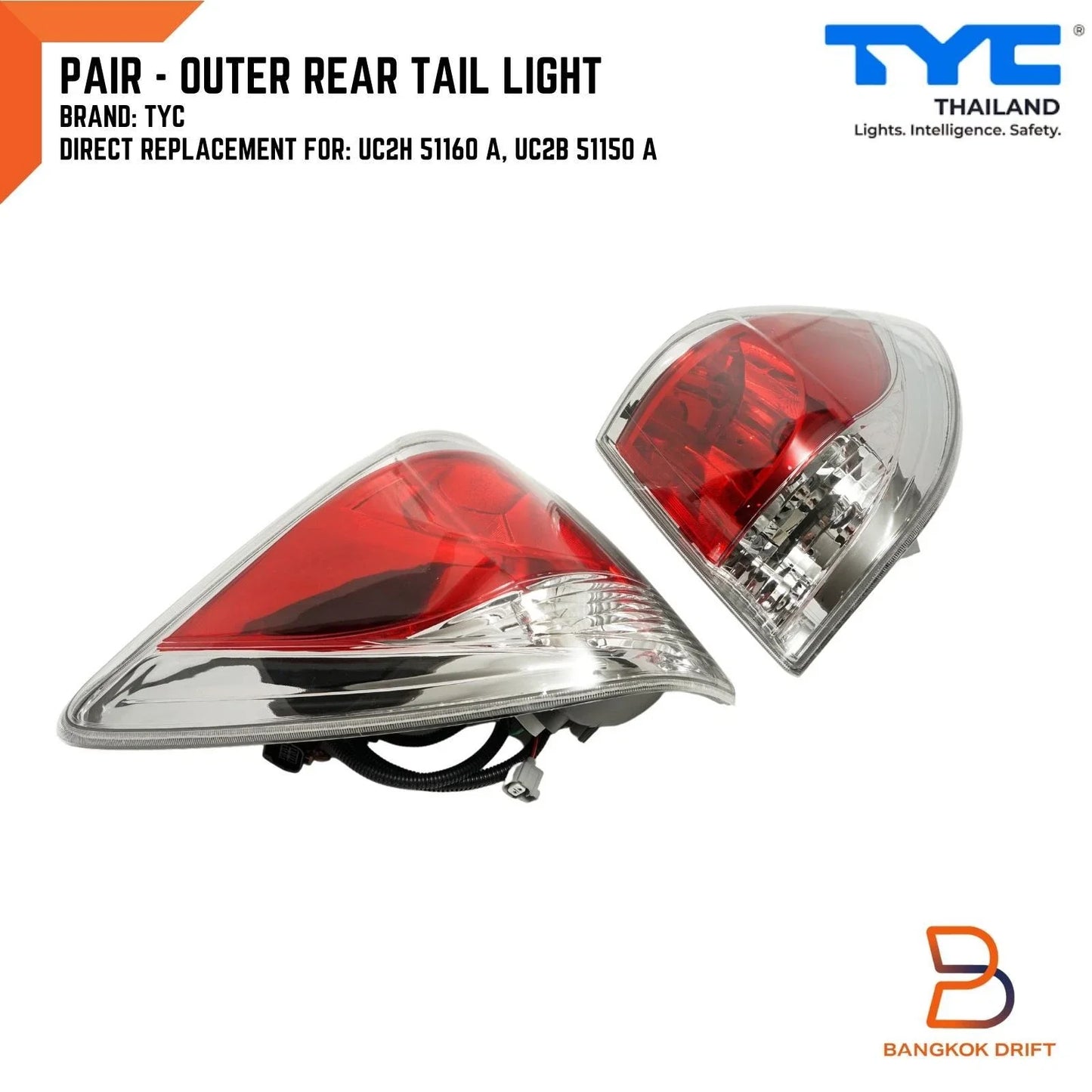 TYC  LH RH Outer Tail Light for Mazda BT-50 BT50 Ute (2012-2015)