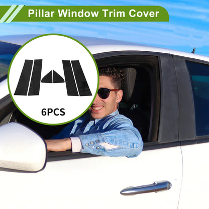 6 Pcs Door Pillar Window Trim for Chevy Silverado (2019–2024) Black