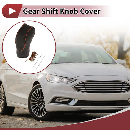 1Pc Gear Shift Knob Cover for Ford Fusion (2013–2016) Black Brown Faux Leather