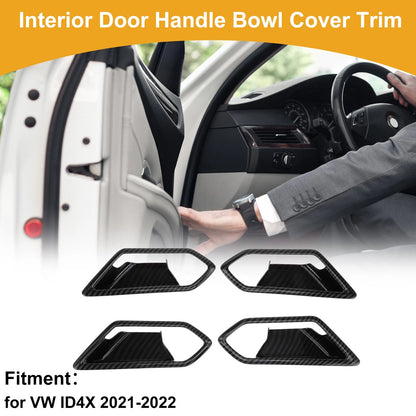 Interior Door Handle Bowl Cover Trim for VW ID.4X (2021–2022) Carbon Fiber Black