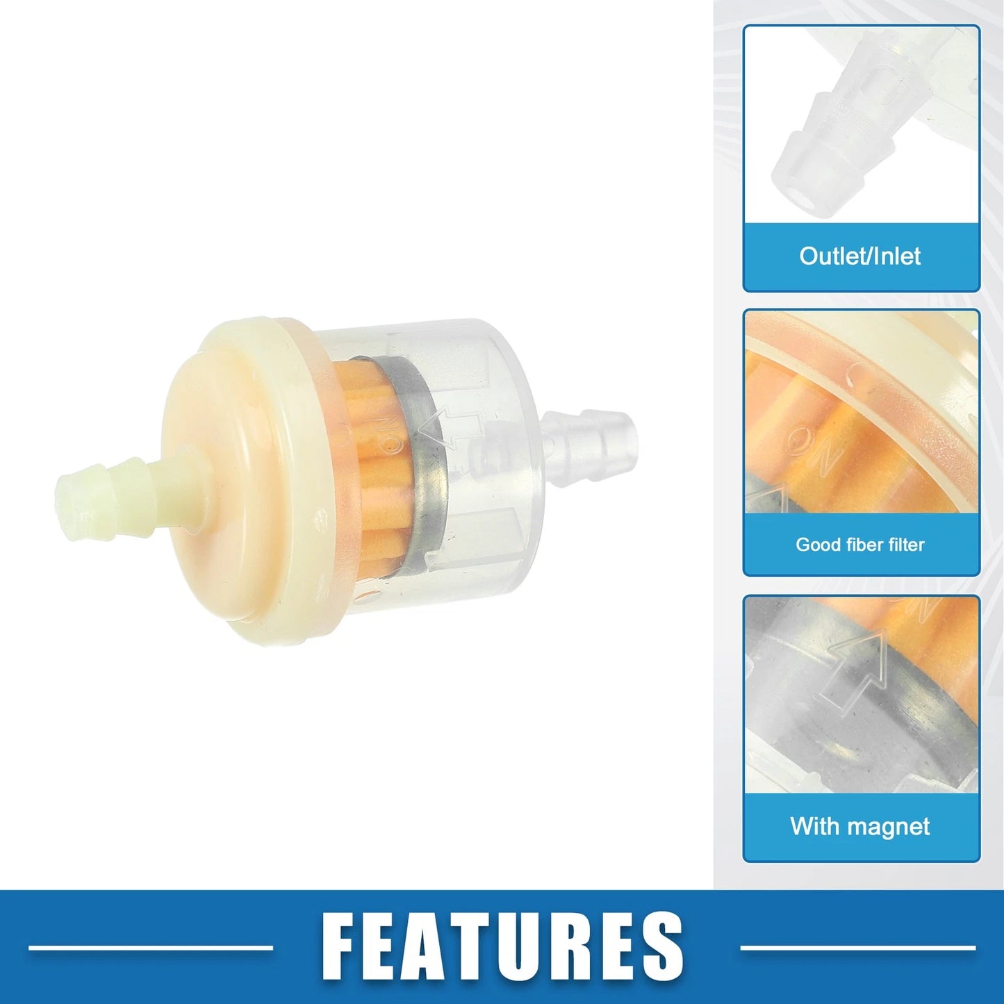 1/4 Inch Gas Inline Fuel Filter for Motorcycle ATV (Fits 2.17"x1.18")