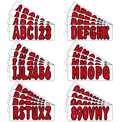 3" Boat Registration Numbers and Letters Decals Custom Red