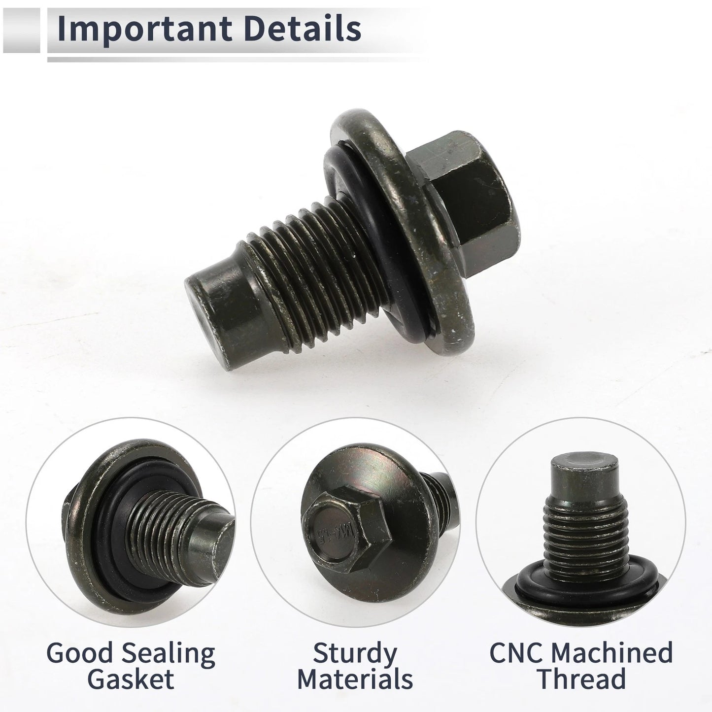 Set of 1 M14x1.5 Engine Oil Drain Plug with O Ring for Car Motorcycle