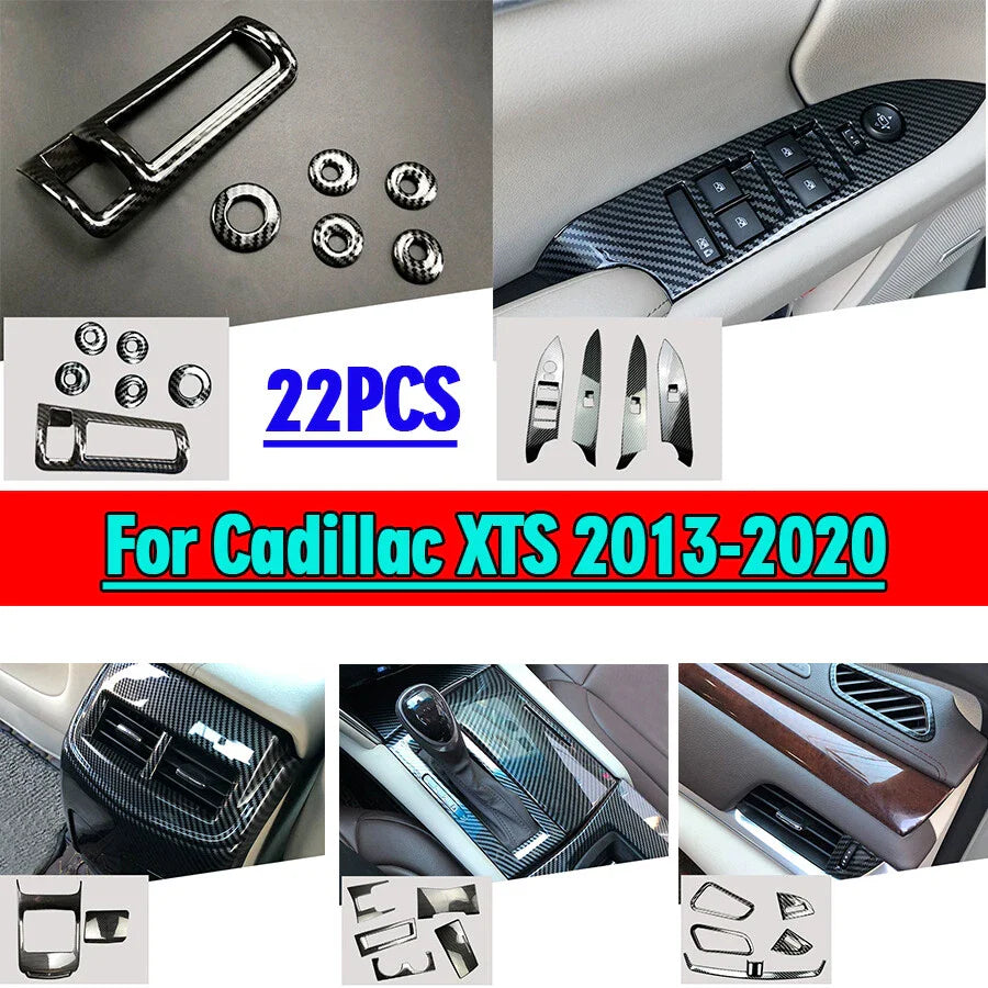 22PCS / Carbon Fiber Interior Kit Cover Trim for Cadillac XTS (2013–2019)