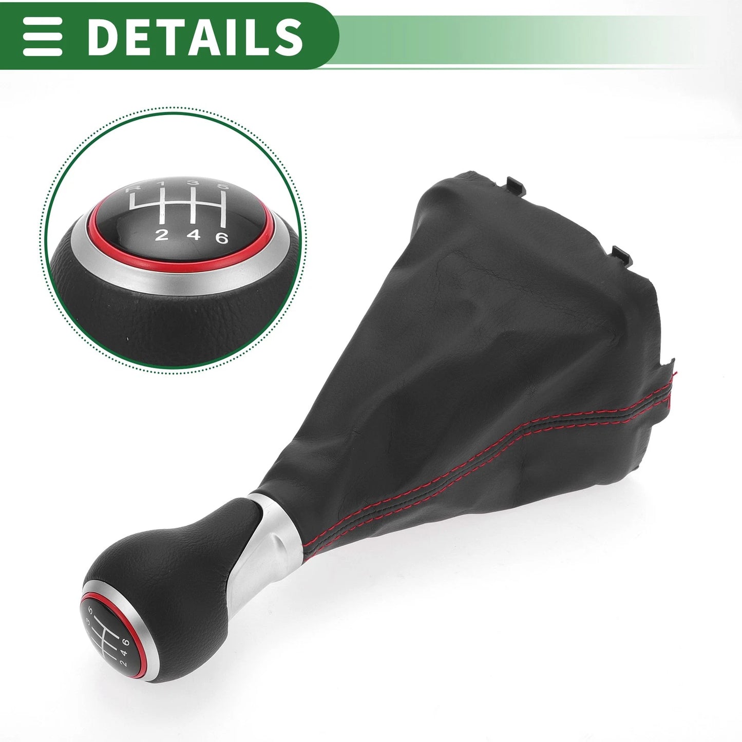 6 Speed Shift Knob with Cover for Audi A3 8P (2003–2013) Matte Red Black