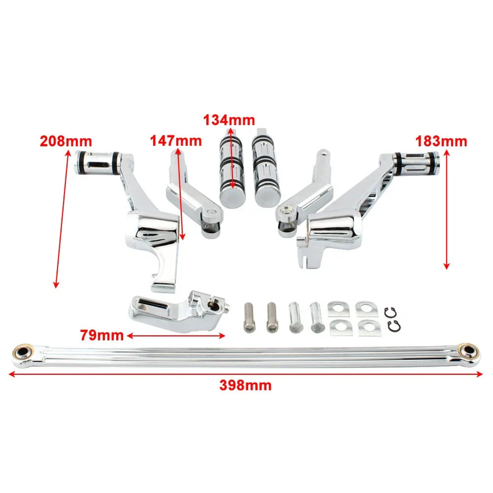 Chrome Aluminum Footrest Pedal Bracket Set for Harley V-Rod Muscle (2002-2017)