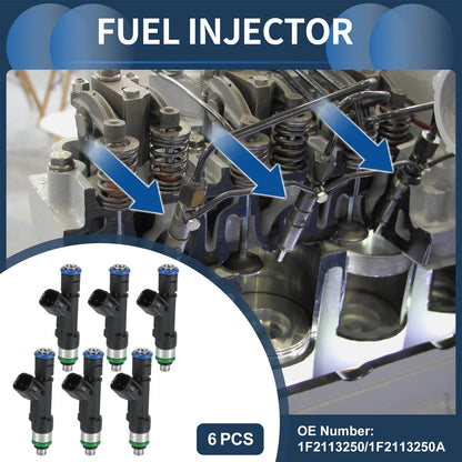 Set of 6 Fuel Injectors for Mazda B3000 (2002, 2005–2007) No.1F2113250