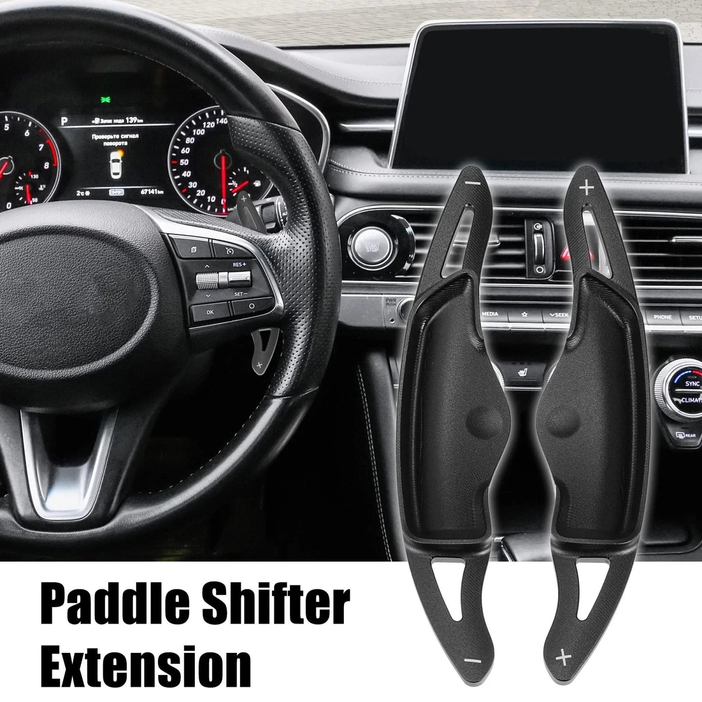 Steering Wheel Paddle Shifter Extensions for Hyundai 2018-2021 Aluminum Black