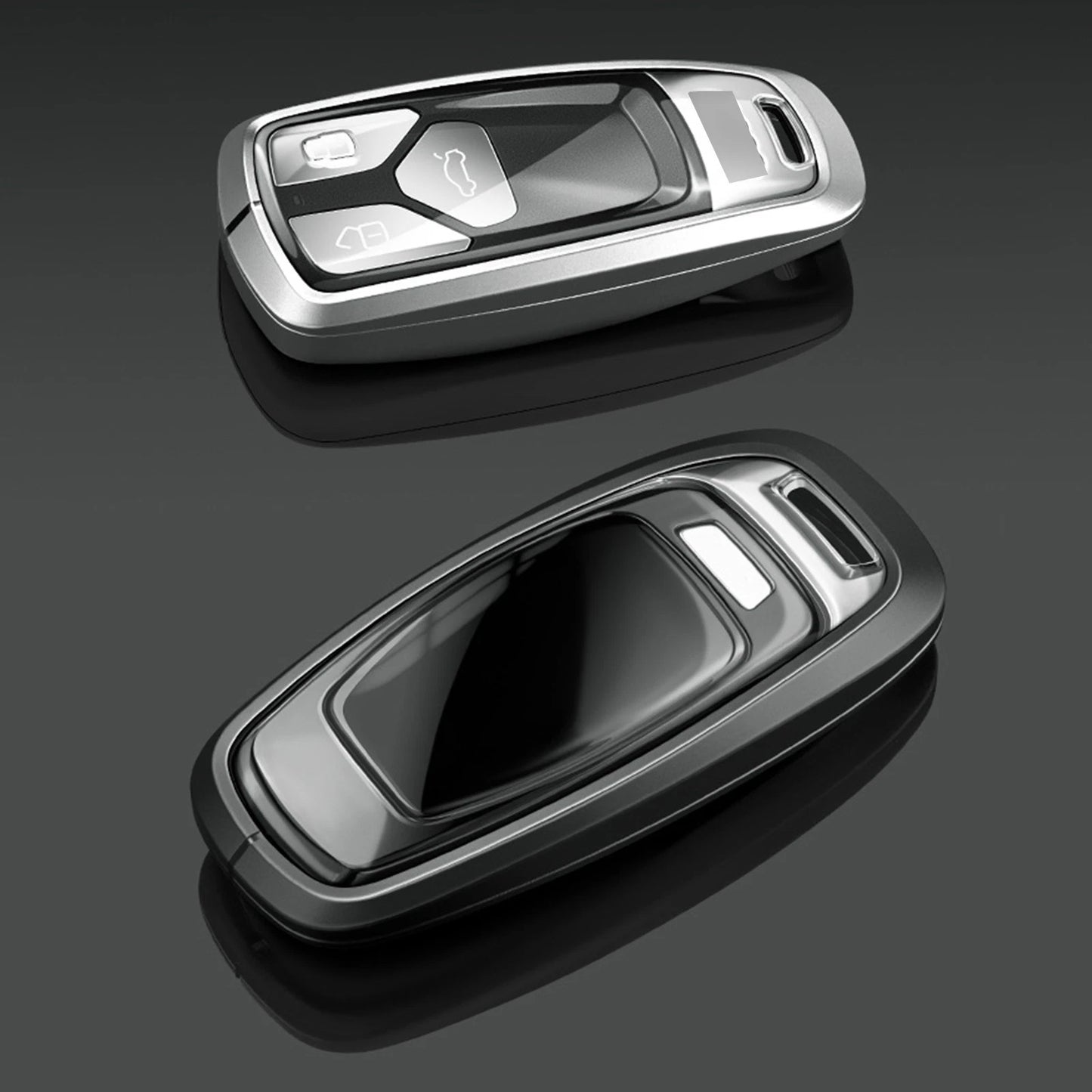 Key Case Cover for Audi A6L A4L A3 (Aluminum Alloy TPU, Black)