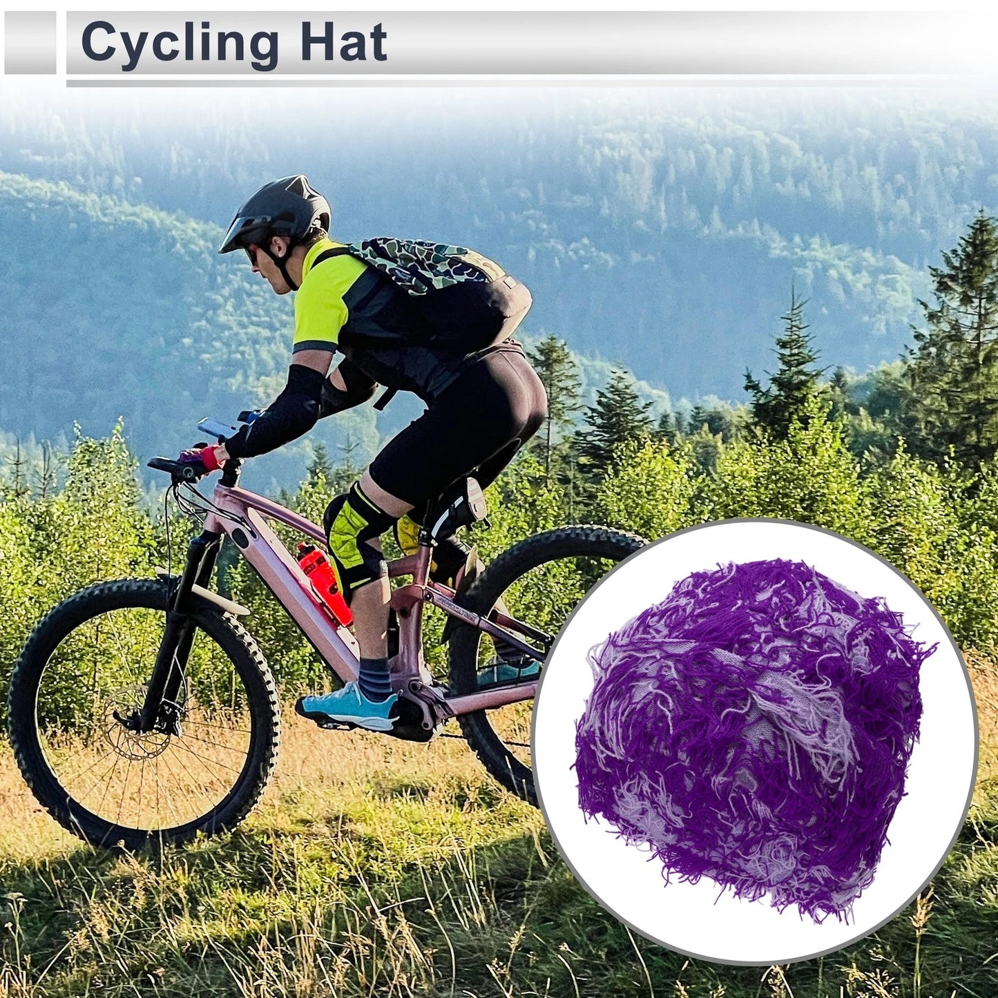 Cycling Hat for Keep Warm Light Purple Dark Purple (25x22cm) 1 Pcs