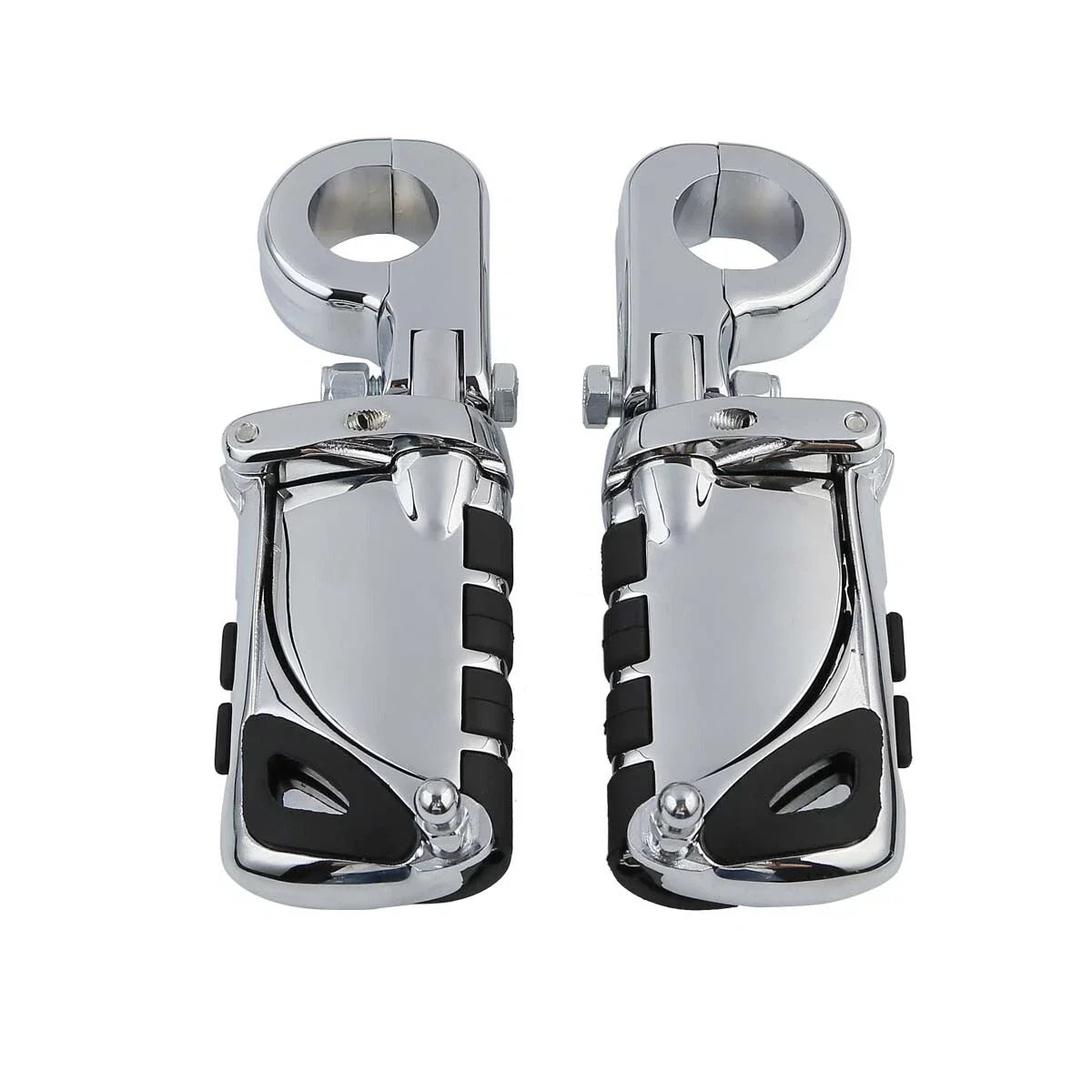 Chrome 1-1/4" Highway Bar Footpegs for Harley Touring & Softail