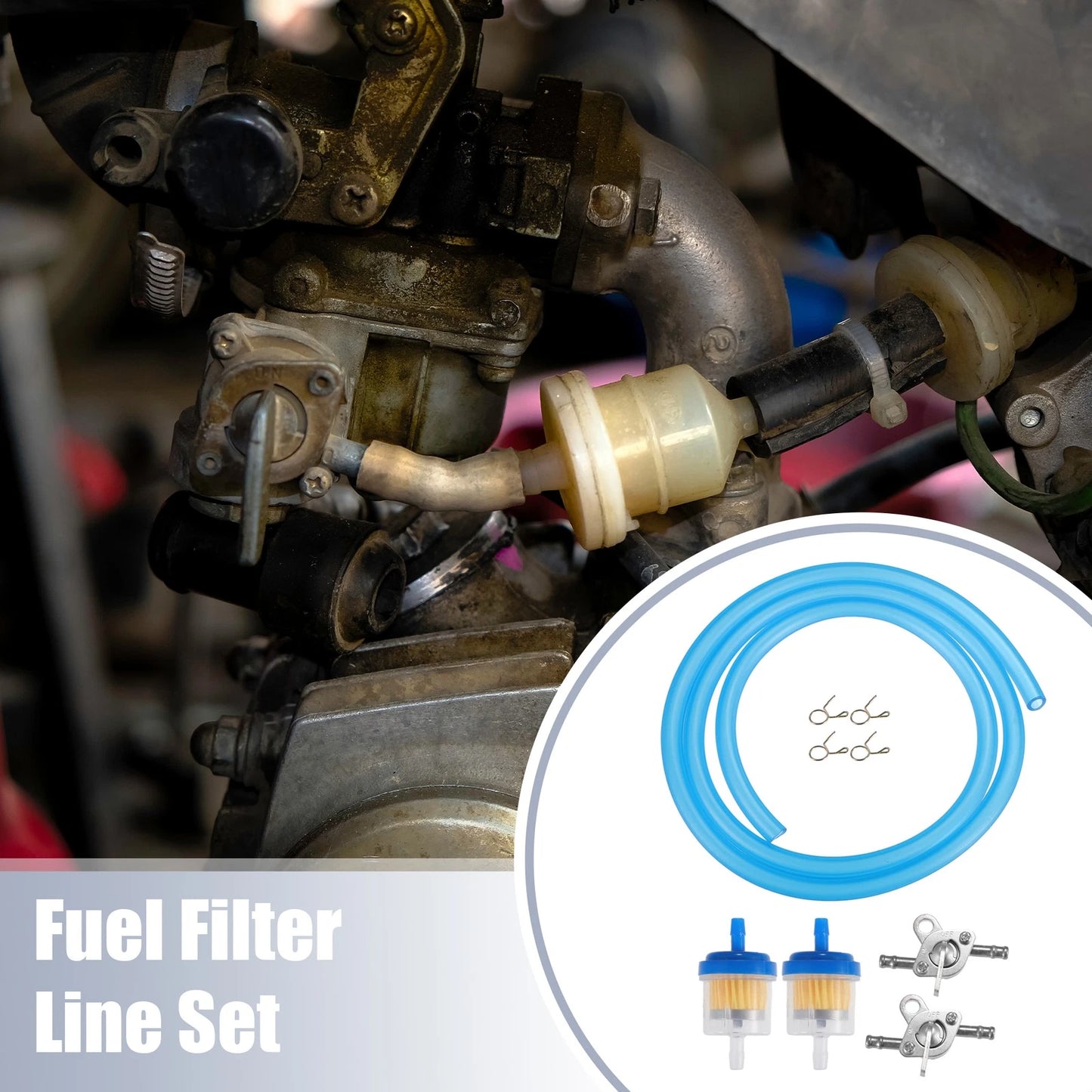 Set of 2 Fuel Filters with 2 Valve Petcocks for CRF50 CRF70 CRF90 ATV