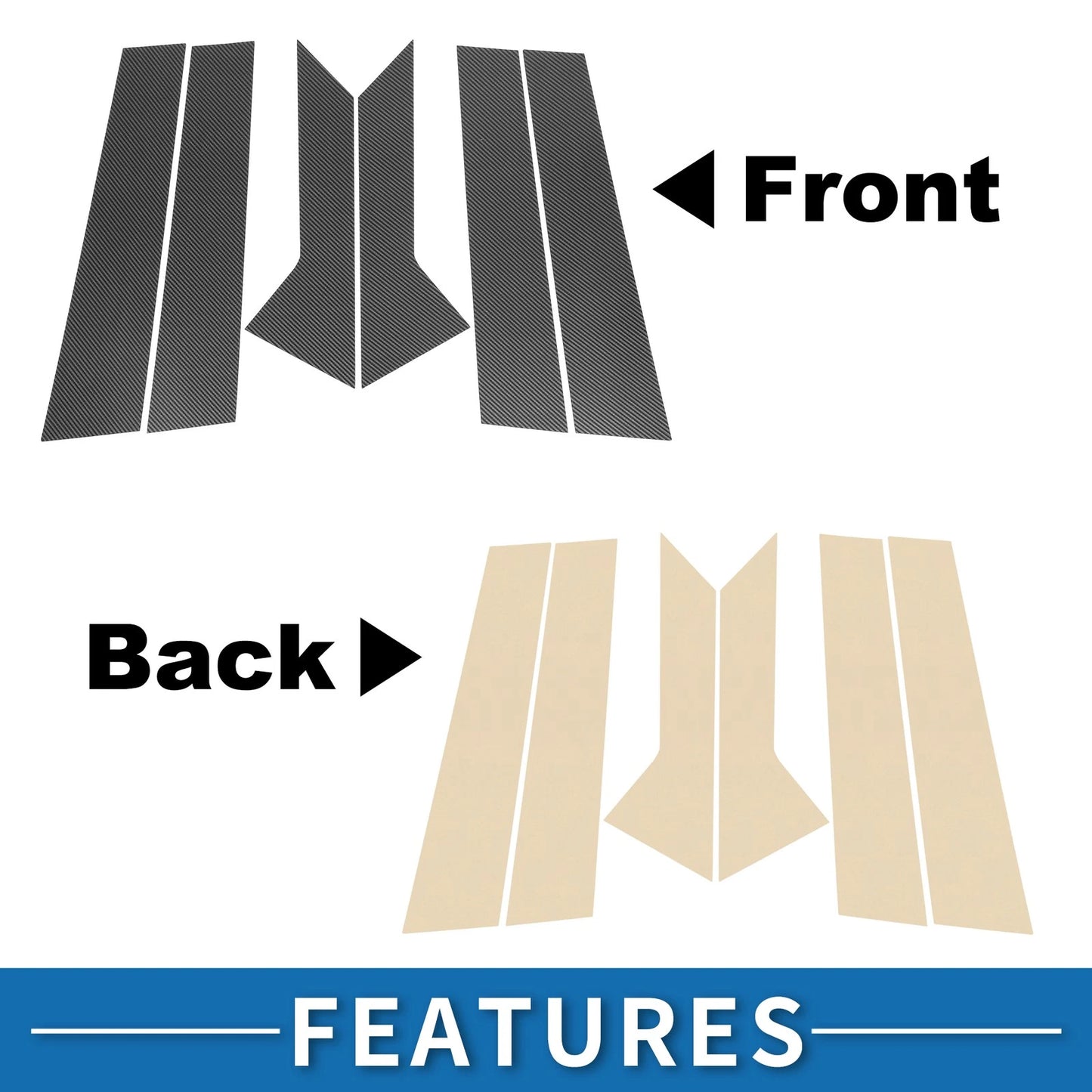 Set of 6 Door Pillar Window Trim for Ford Mondeo Fusion (Carbon Fiber)