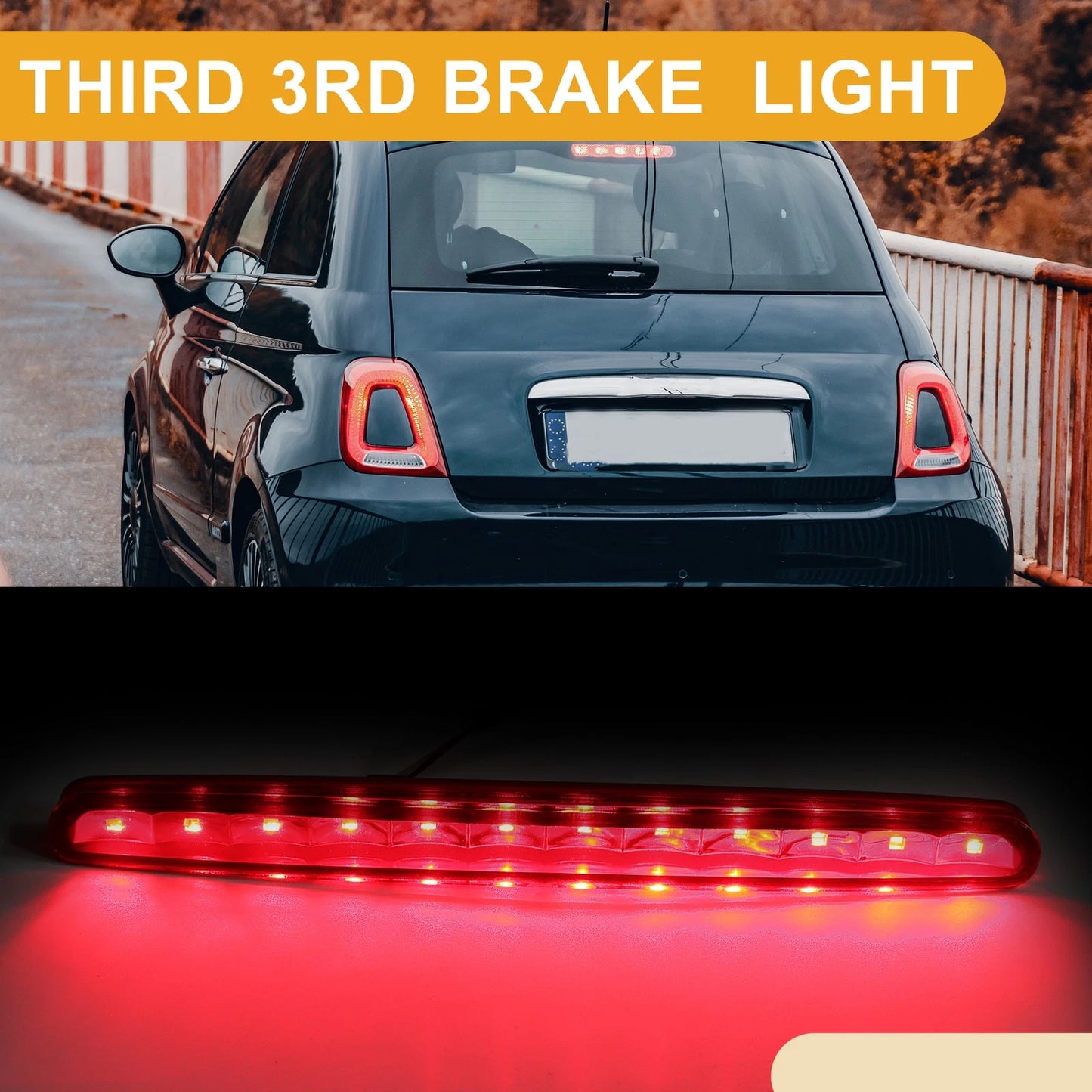 Third Brake Stop Light No.68140780AA for Fiat 500 (2012–2019) Red
