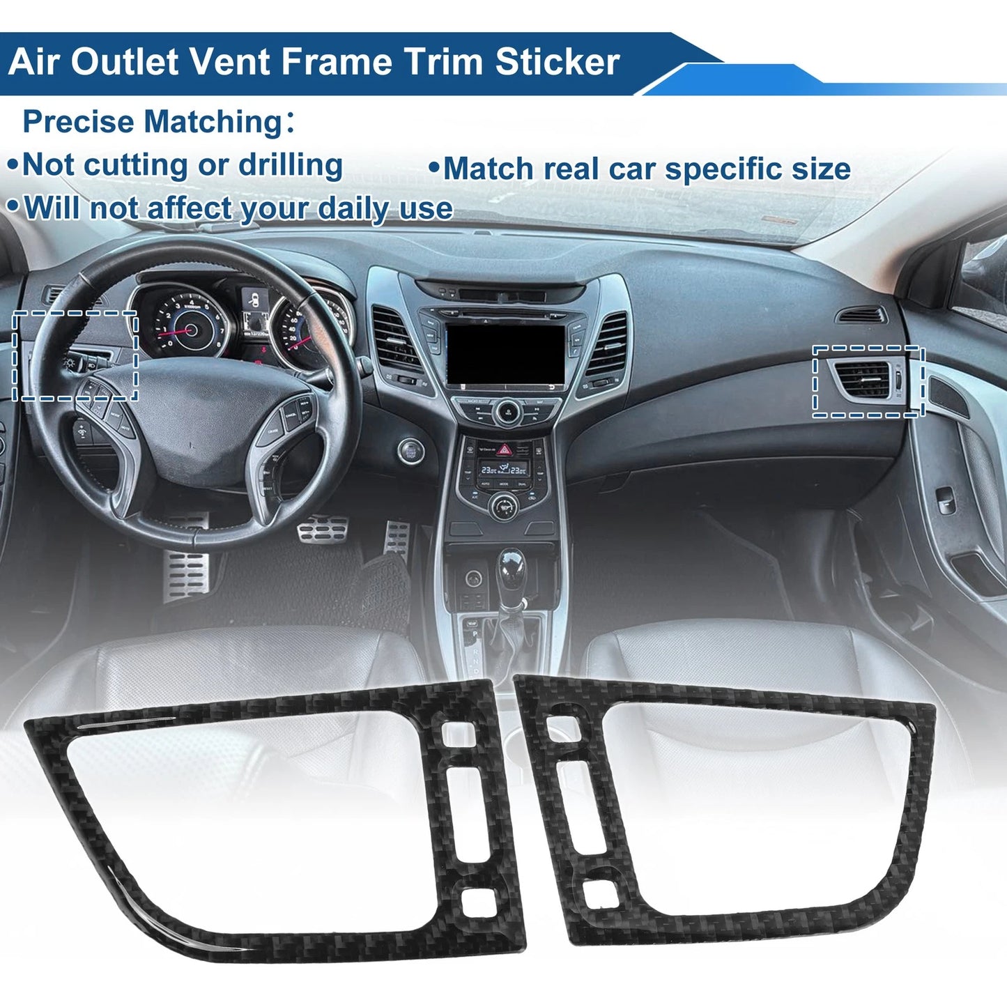 Air Condition Outlet Vent Trim Cover Frame for Hyundai Elantra (2011–2016) 1 Pair