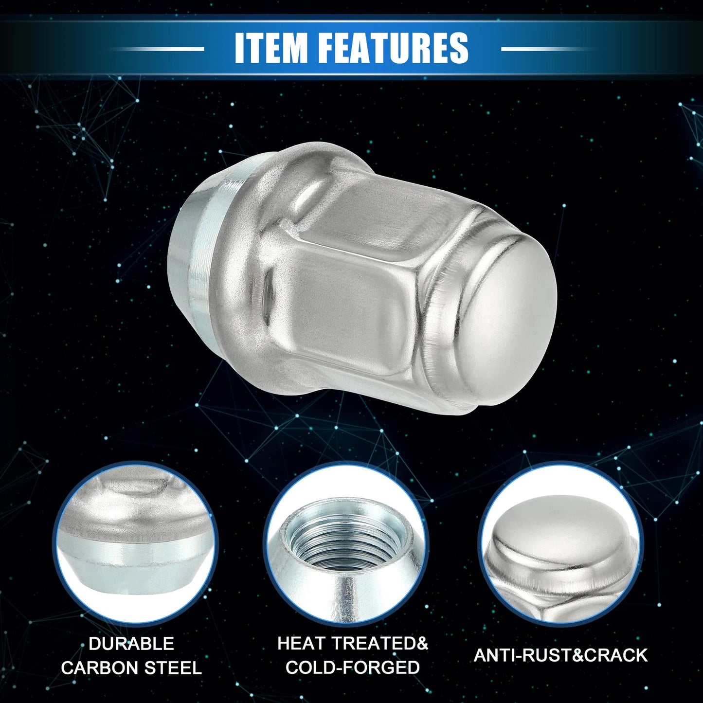 10pcs Wheel Lug Nuts for Jeep Wrangler, Liberty, Dodge Challenger (No. 6036747AA)